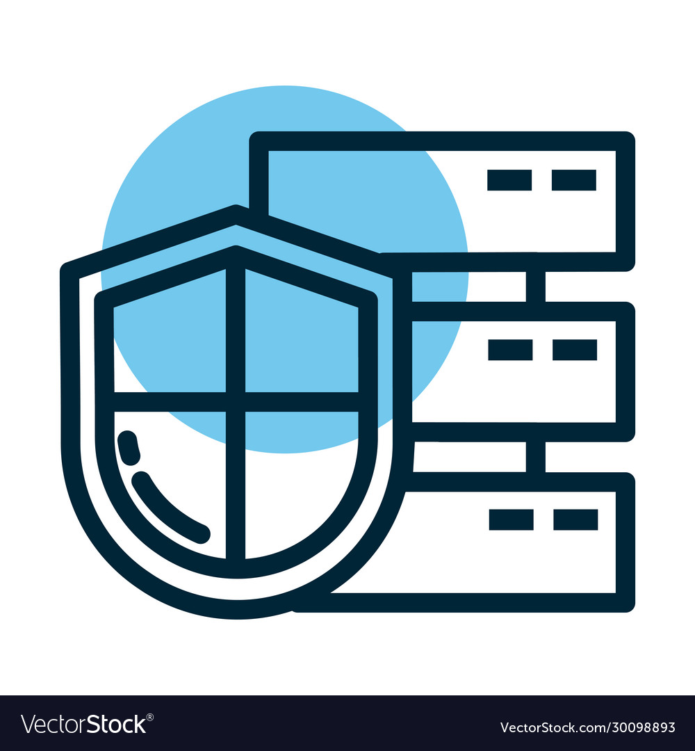 Shield with database line style icon Vector Image Shield with database line style icon