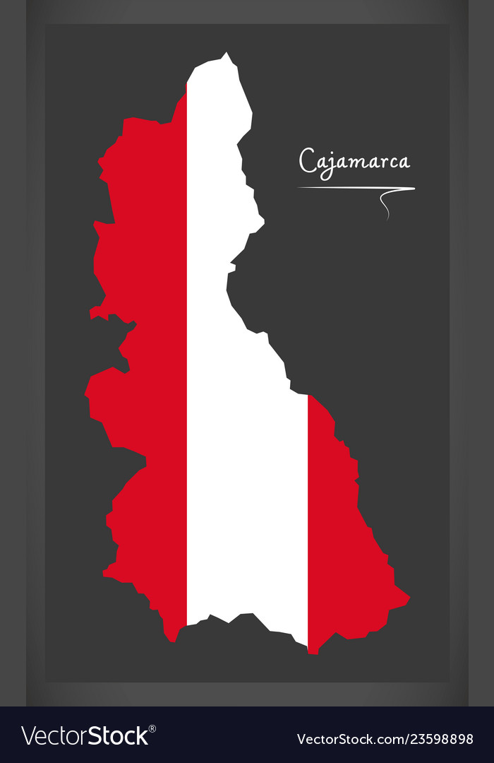 Cajamarca map with peruvian national flag vector image Cajamarca map with peruvian national flag
