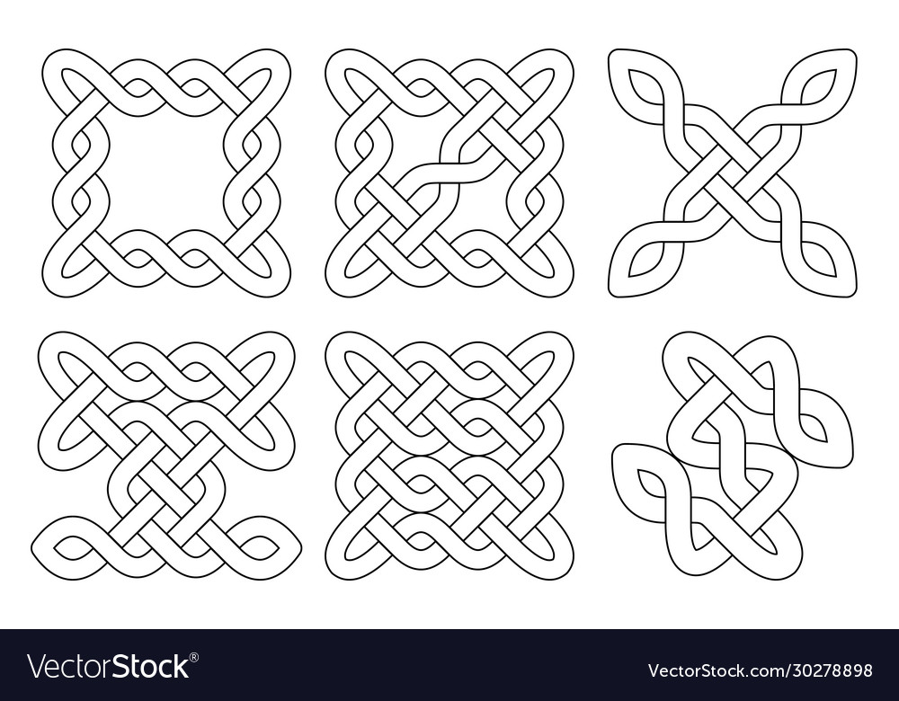 Celtic knot set abstract ornament outline