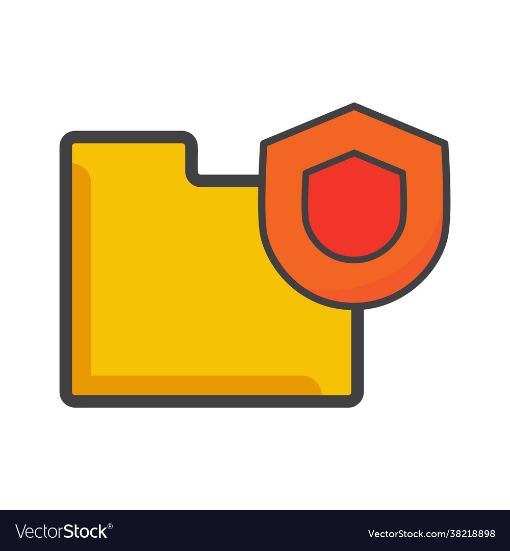 File folder icon with protection vector image File folder icon with protection