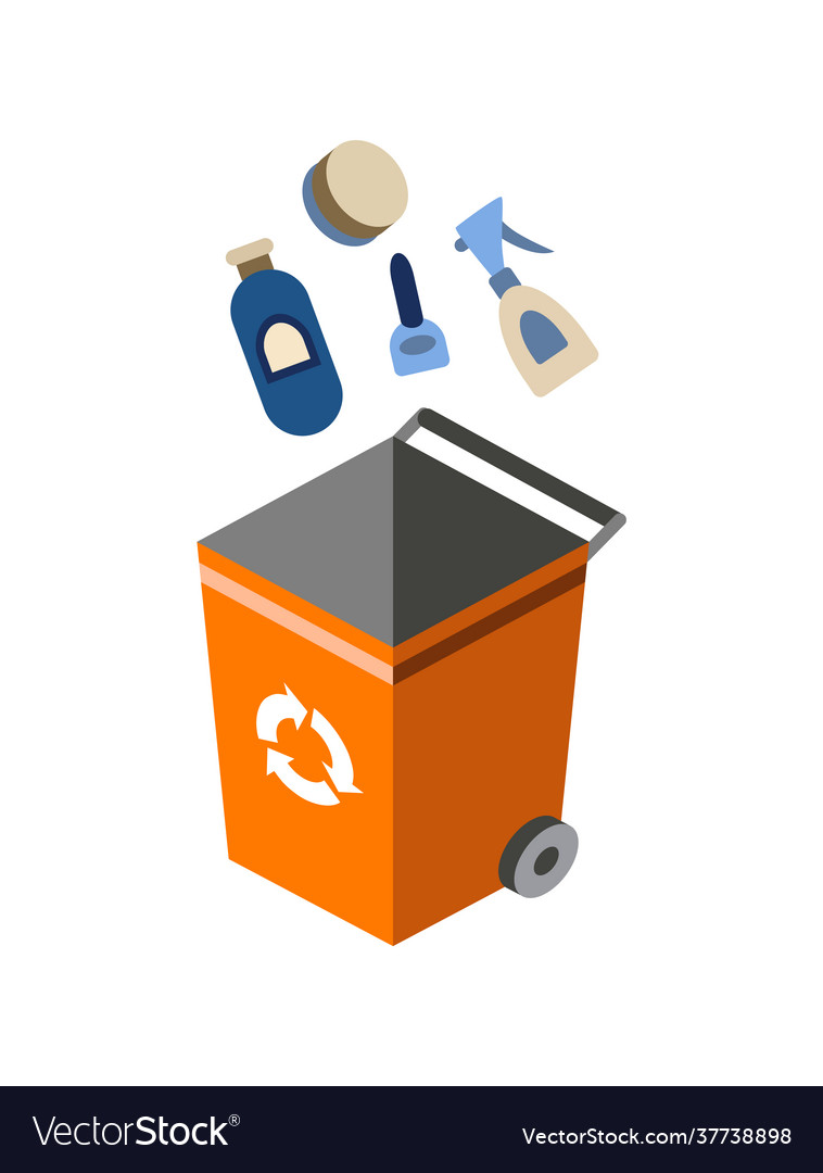 Garbage can for sorting recycling elements vector image Garbage can for sorting recycling elements