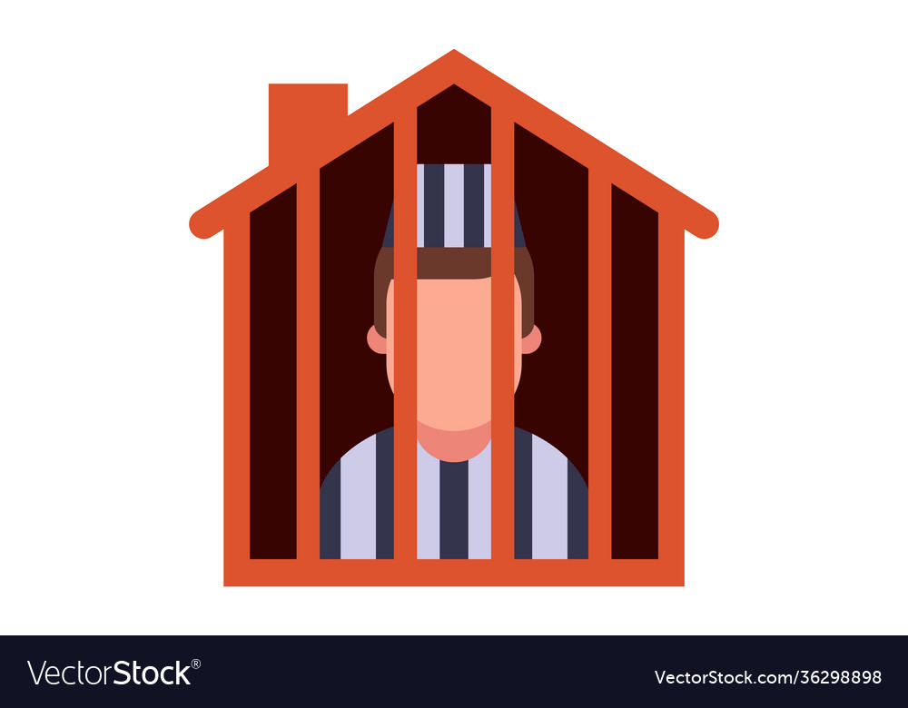 House arrest for a criminal long self-isolation Vector Image