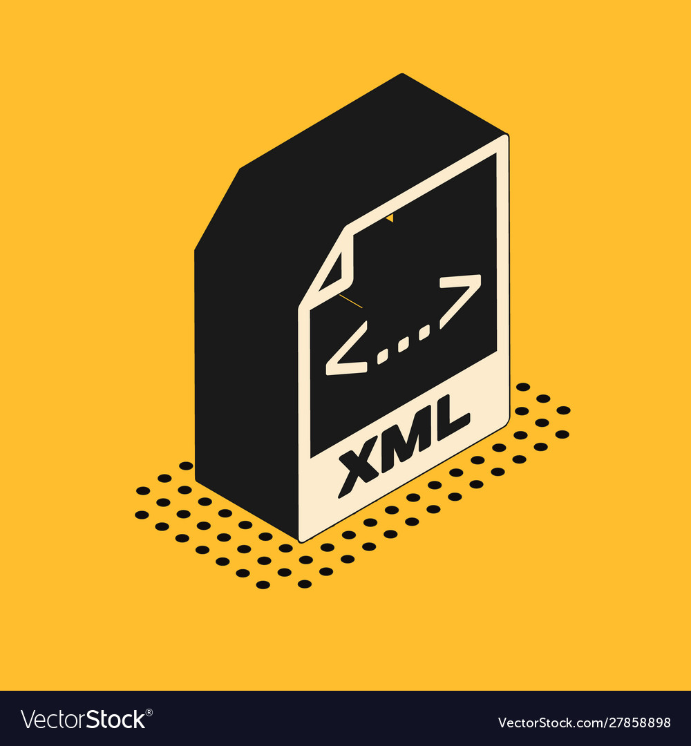 Isometric xml file document download button vector image Isometric xml file document download button