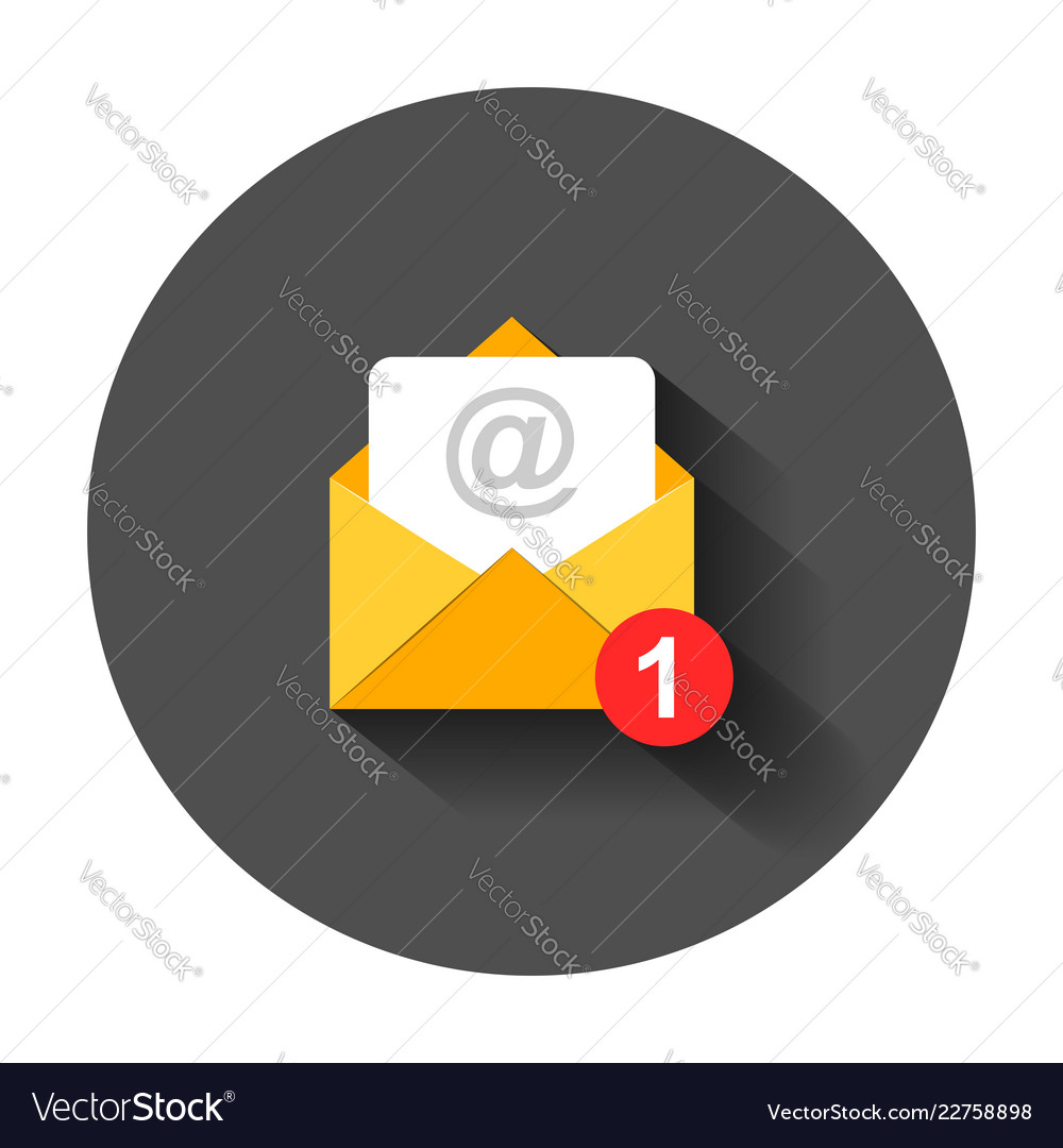 Mail envelope icon in flat style email message vector image Mail envelope icon in flat style email message
