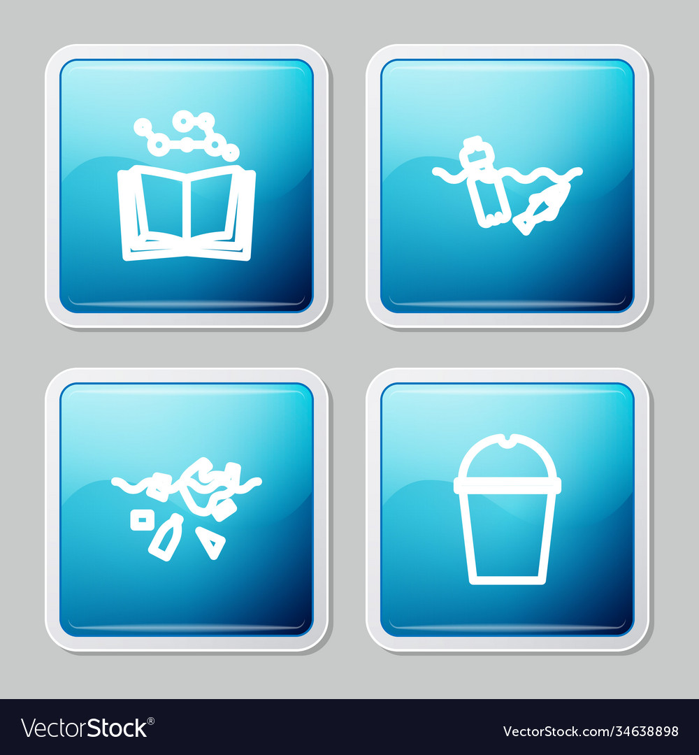 Set line open book problem pollution ocean vector image Set line open book problem pollution ocean