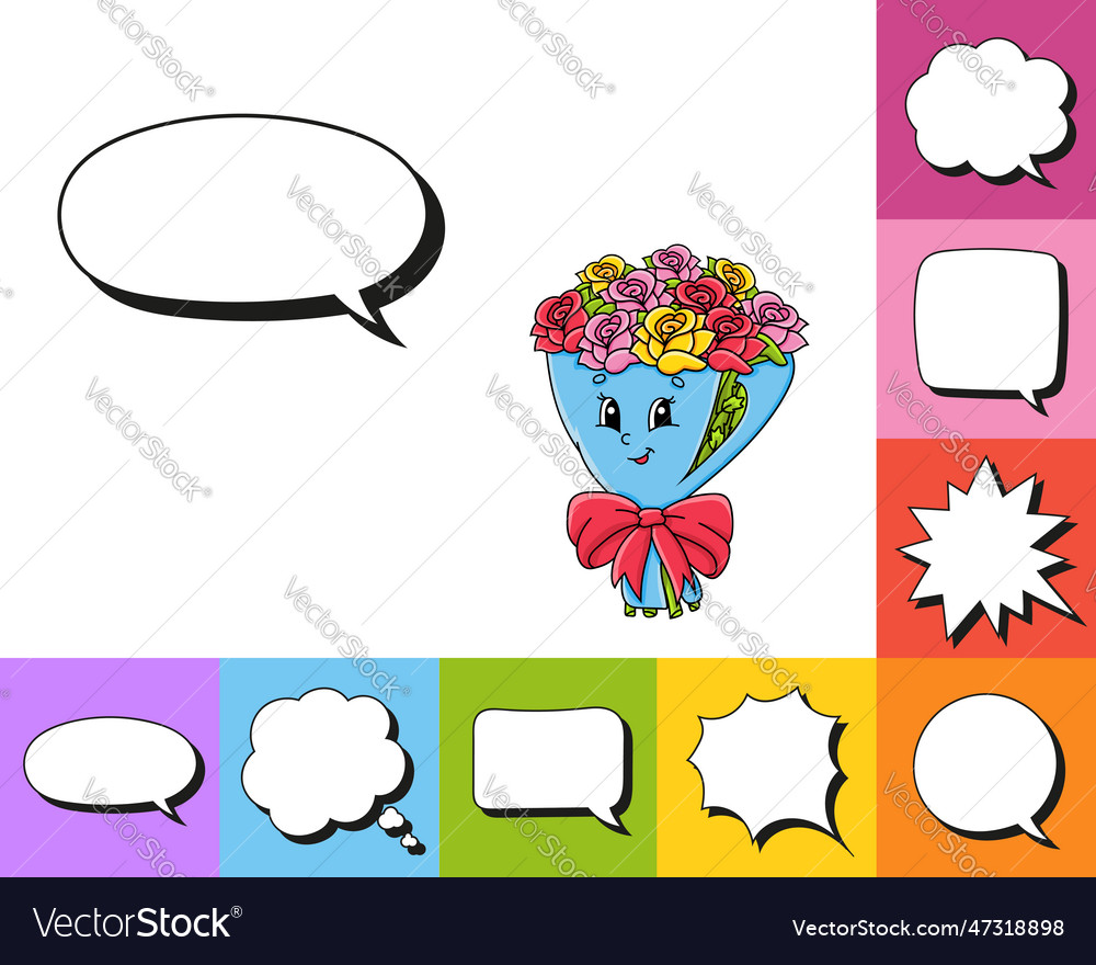 Speech bubble of different shape with a cute vector image Speech bubble of different shape with a cute