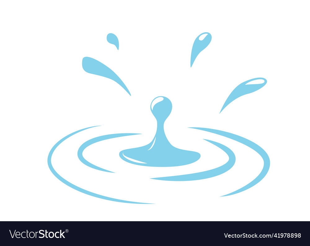 Water drop splash background in simple flat