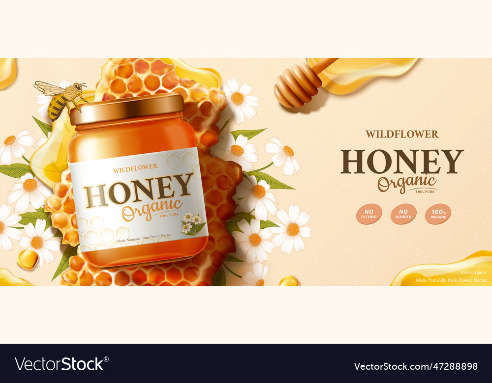 Wildflower organic honey ad Royalty Free Vector Image
