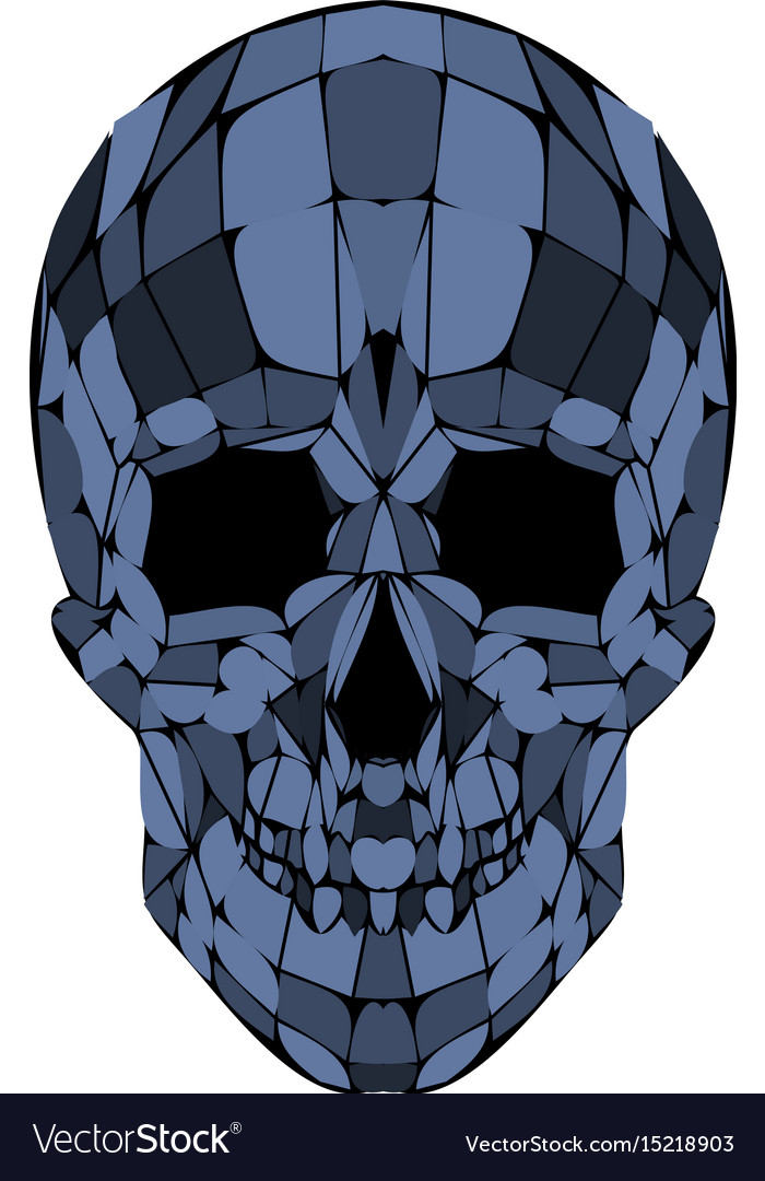 Abstract Polygonal Blue Skull On A Background