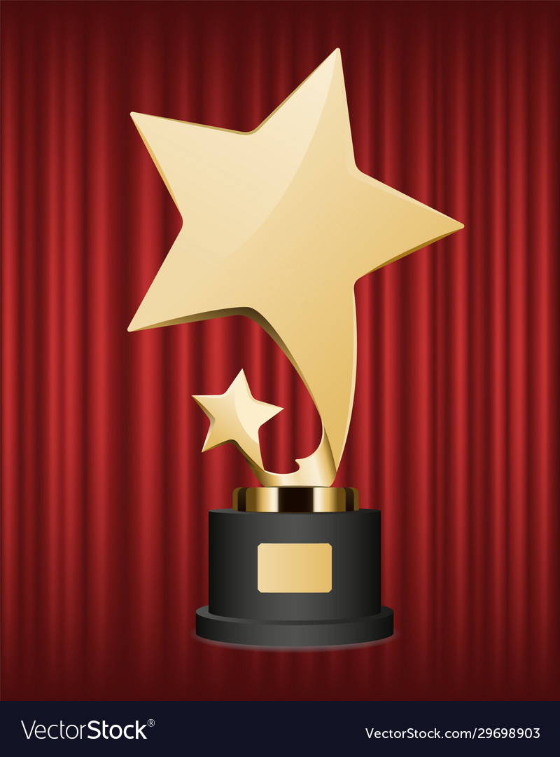 Award gold made in form stars on pedestal Vector Image