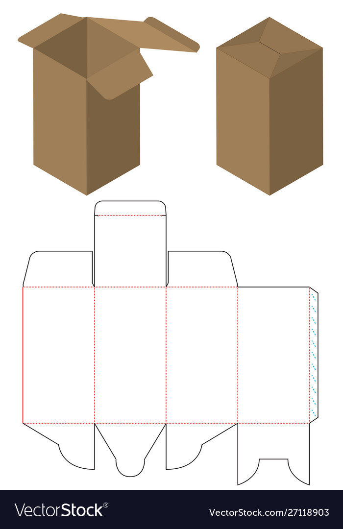 Box packaging die cut template design 3d mock-up Vector Image