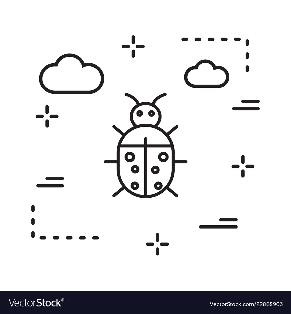 Bug icon in creative design with elements