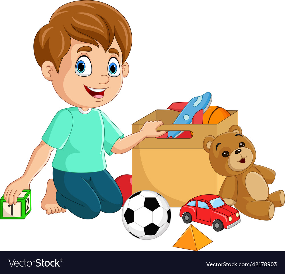 Boy playing on sale with toys