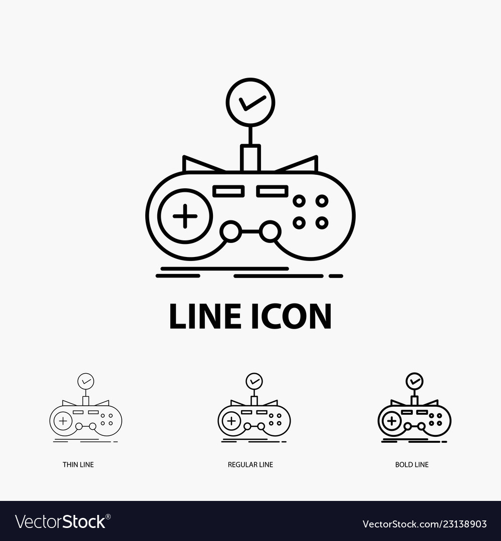 Check controller game gamepad gaming icon in thin vector image Check controller game gamepad gaming icon in thin