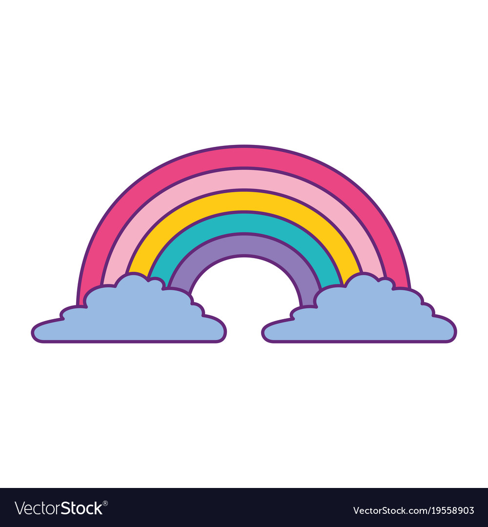 Cute rainbow cloud magic fantasy image Royalty Free Vector