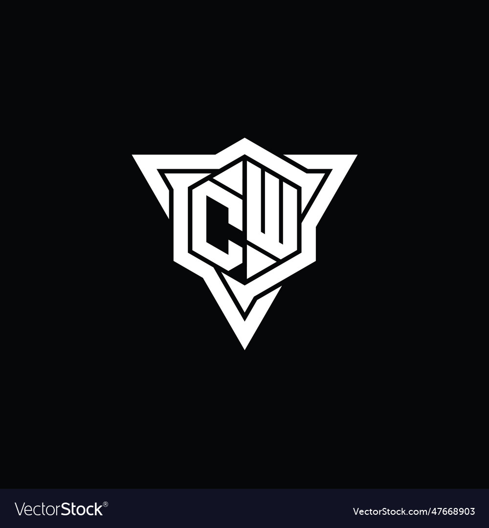 Cw logo monogram hexagon shape with triangle Vector Image Cw logo monogram hexagon shape with triangle