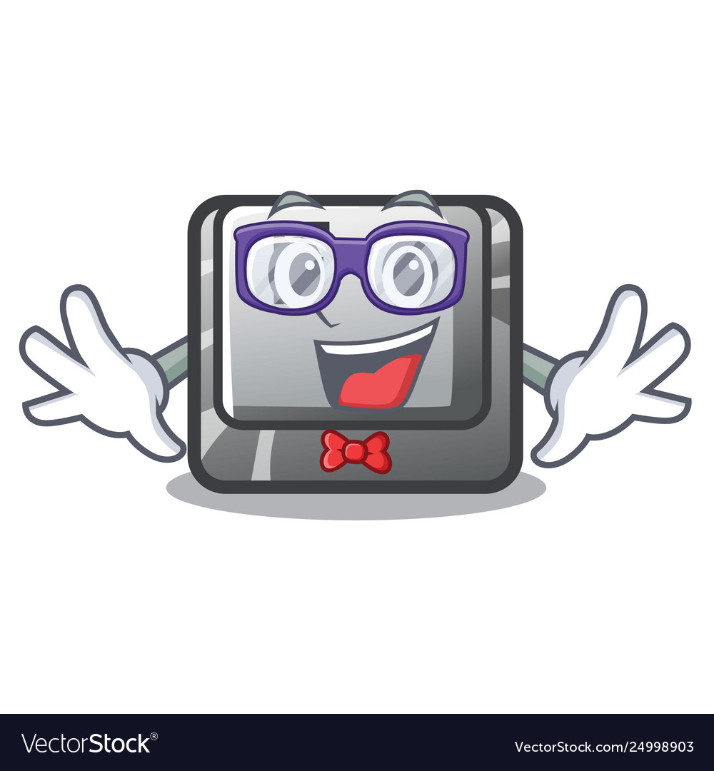 Geek button f isolated in mascot