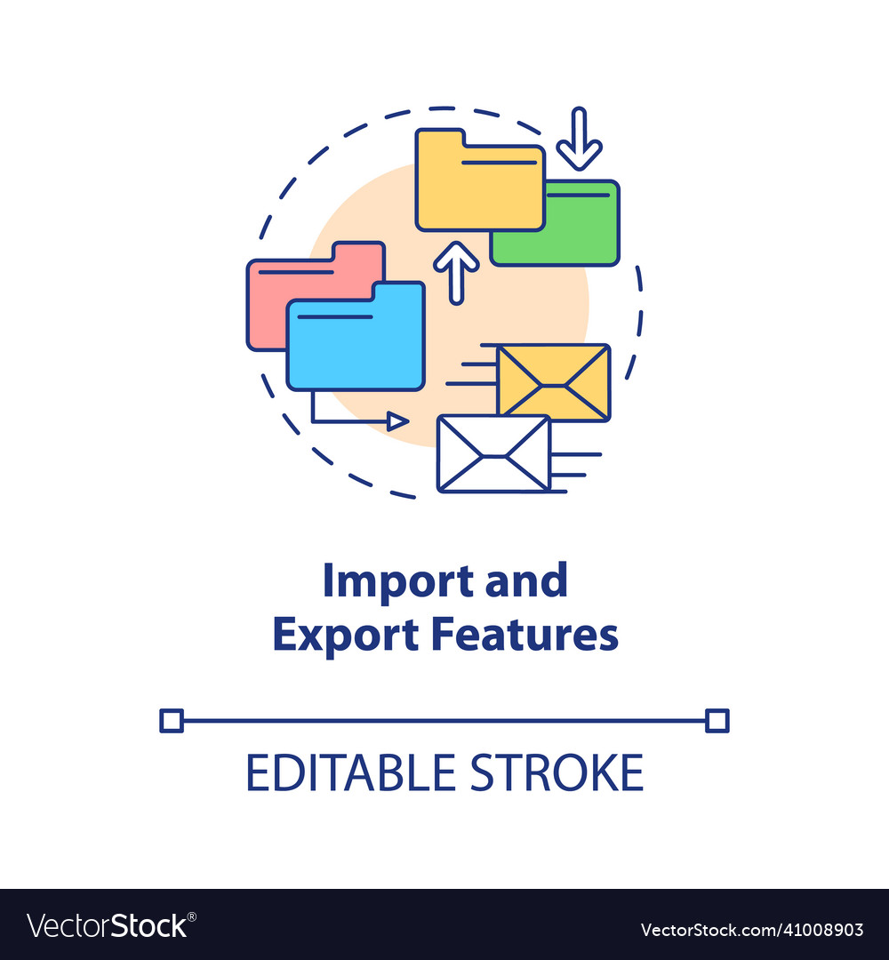 Import and export features concept icon vector image Import and export features concept icon