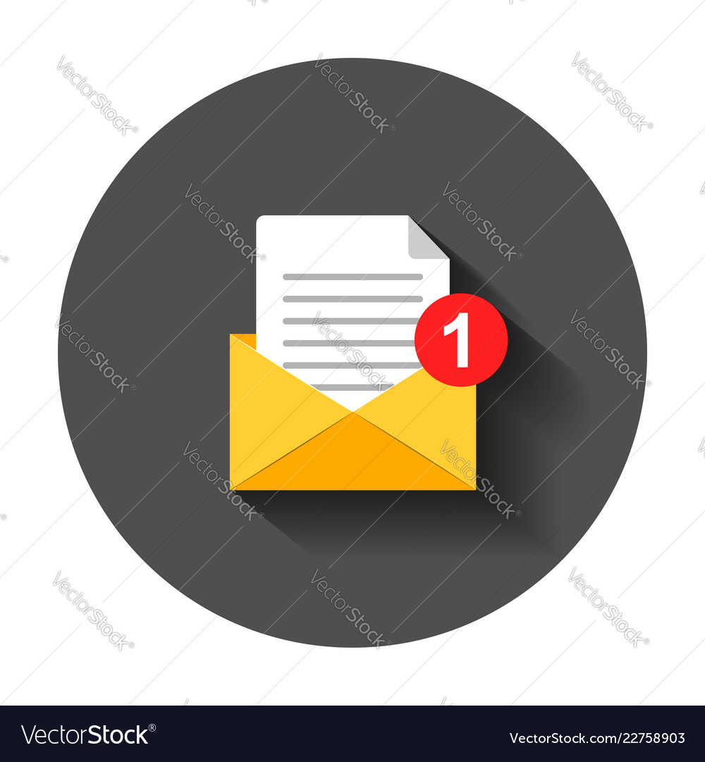 Mail envelope icon in flat style email message vector image Mail envelope icon in flat style email message