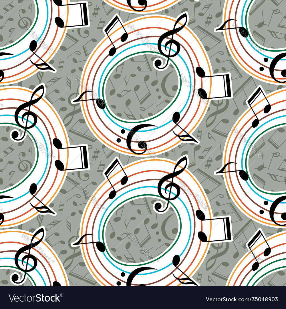 Musical pattern with notes vector image Musical pattern with notes