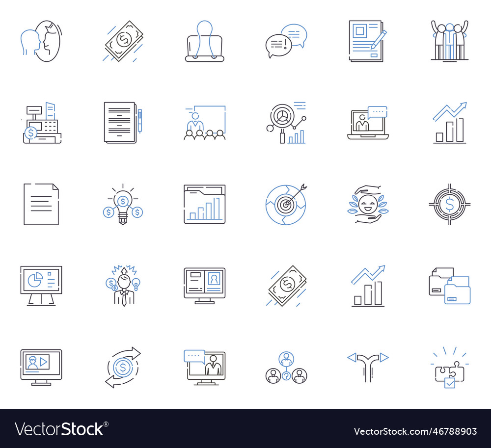 Peer-to-peer lending line icons collection Vector Image