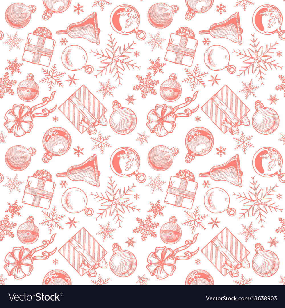 Red Christmas Background Seamless Tiling Vector Image Christmas Background Seamless Tiling