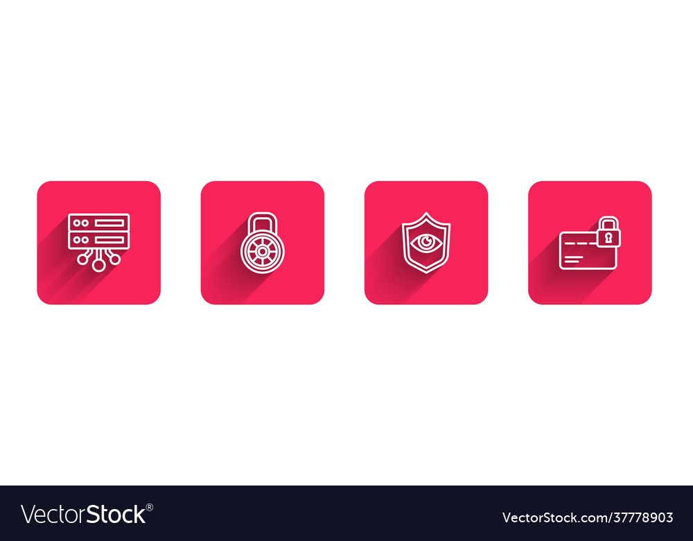 Set line server data web hosting safe vector image Set line server data web hosting safe