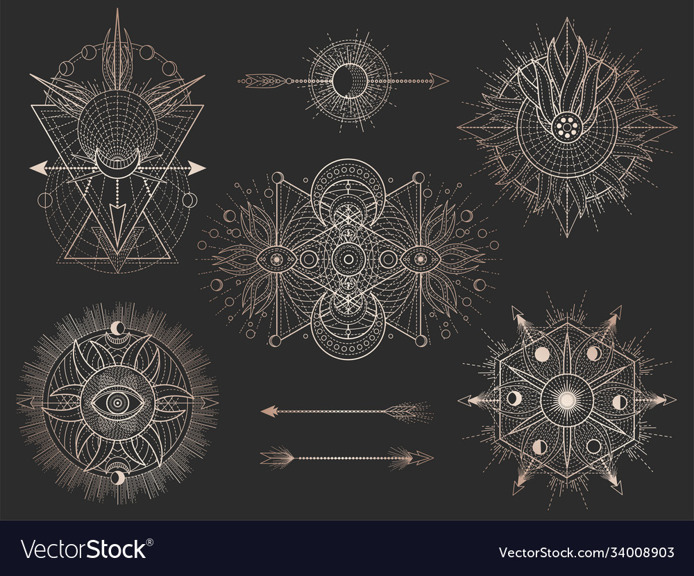 Set sacred geometric symbols and figures Vector Image