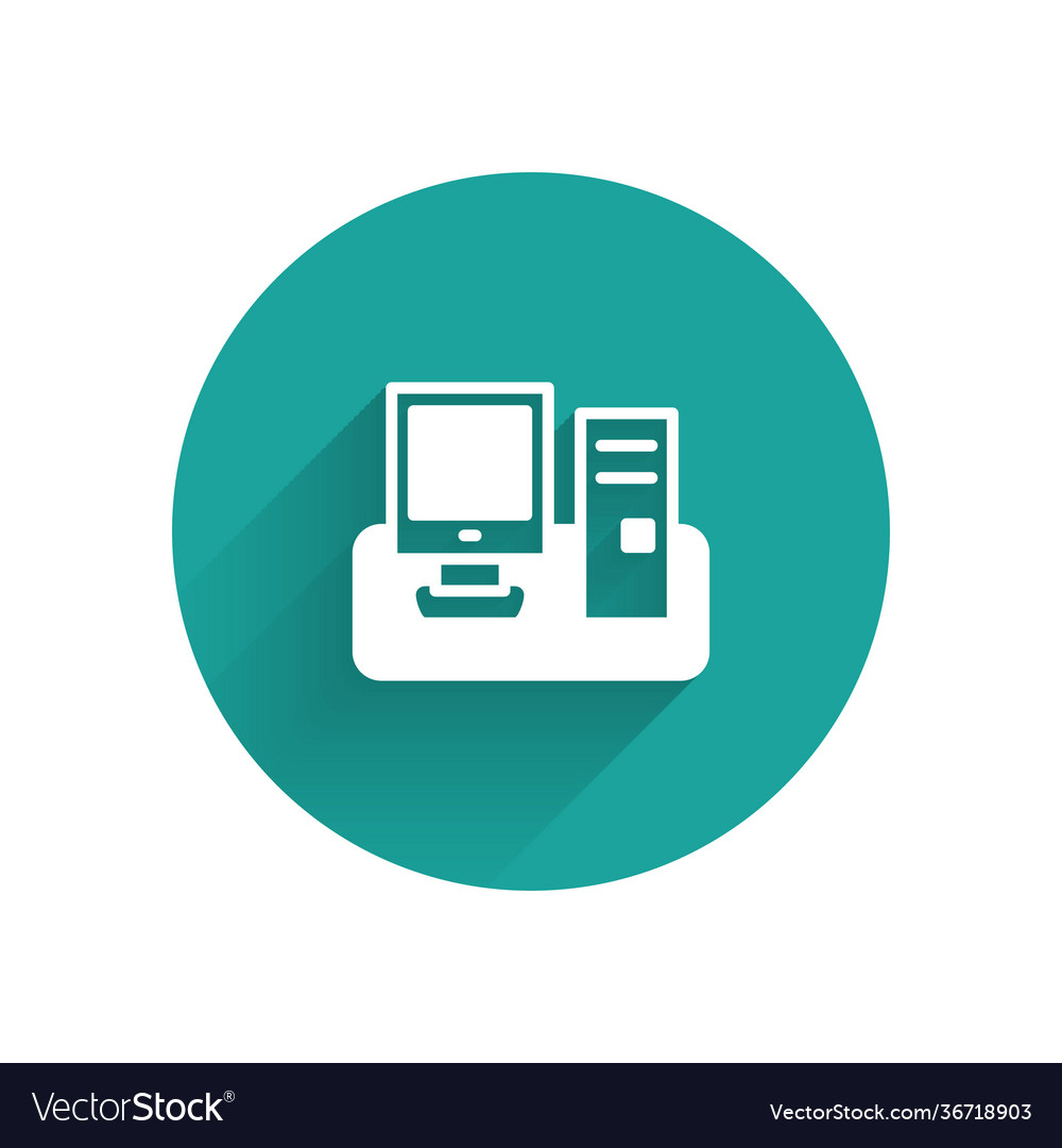 White computer monitor with keyboard and mouse Vector Image White computer monitor with keyboard and mouse