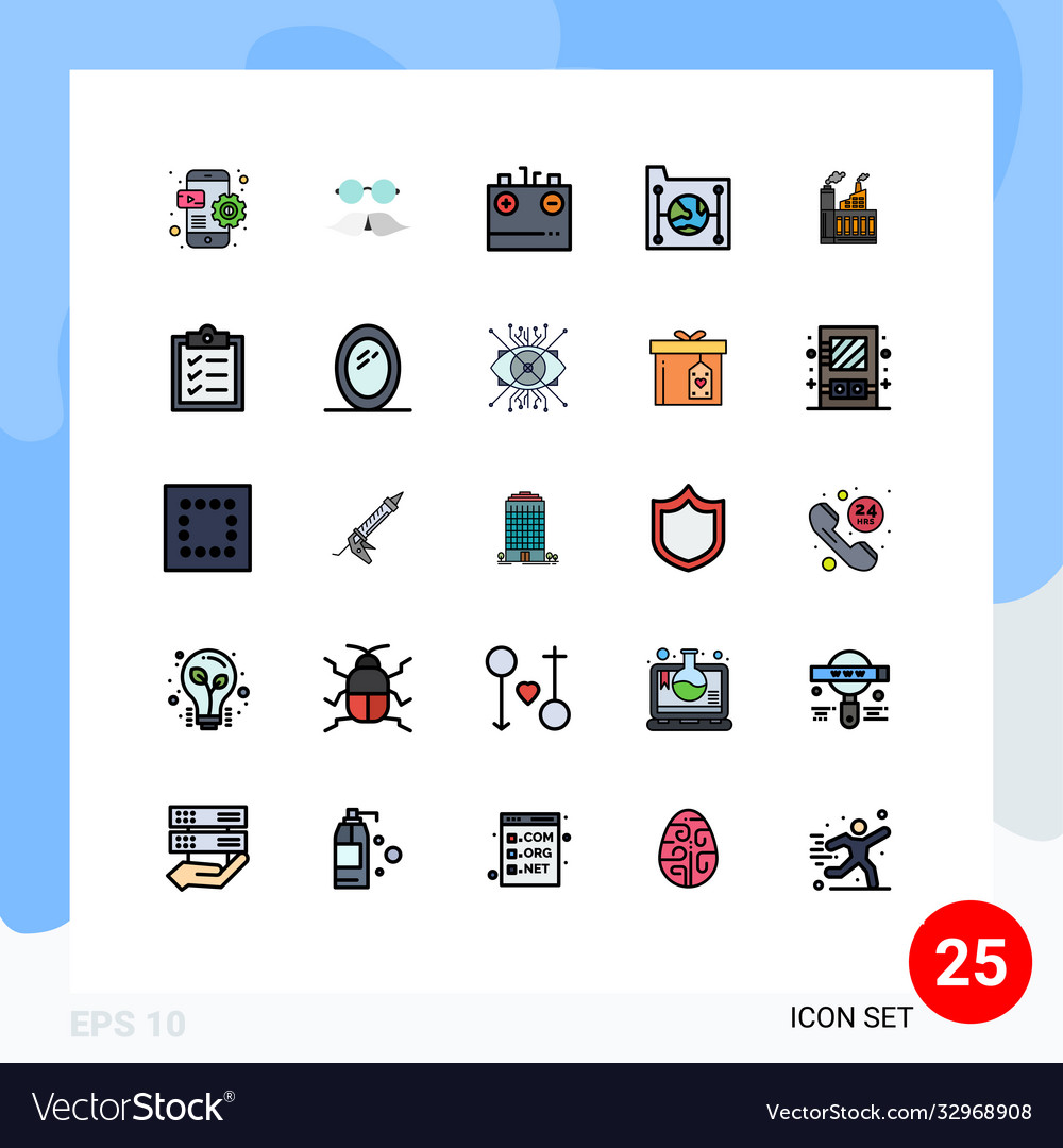 25 user interface filled line flat color pack