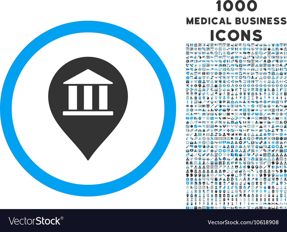 Bank building pointer rounded symbol with 1000