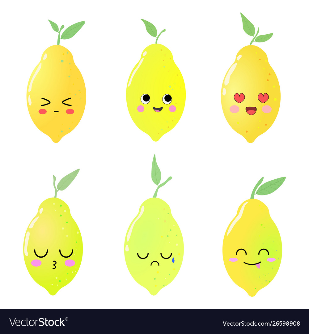 Beautiful cute set with cartoon lemons