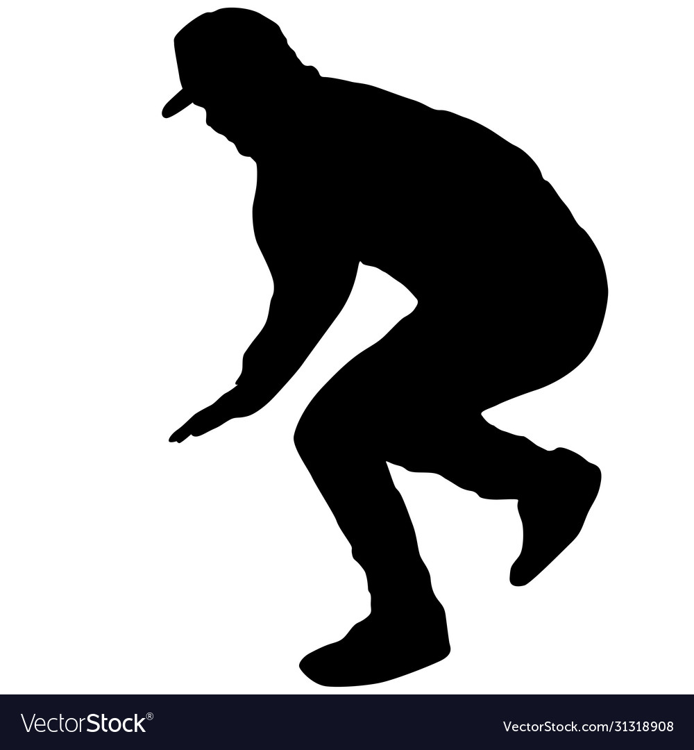 Black silhouettes breakdancer on a white