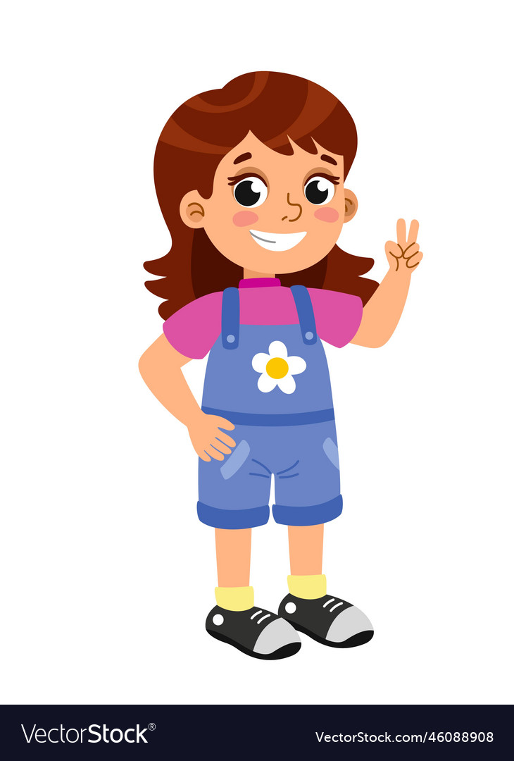 Cheerful Girl in Denim Jumpsuit