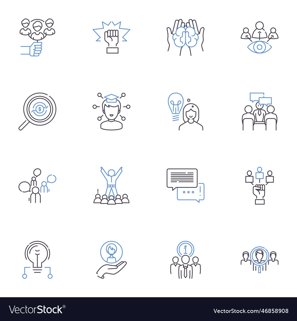 Employee investigating line icons collection Vector Image