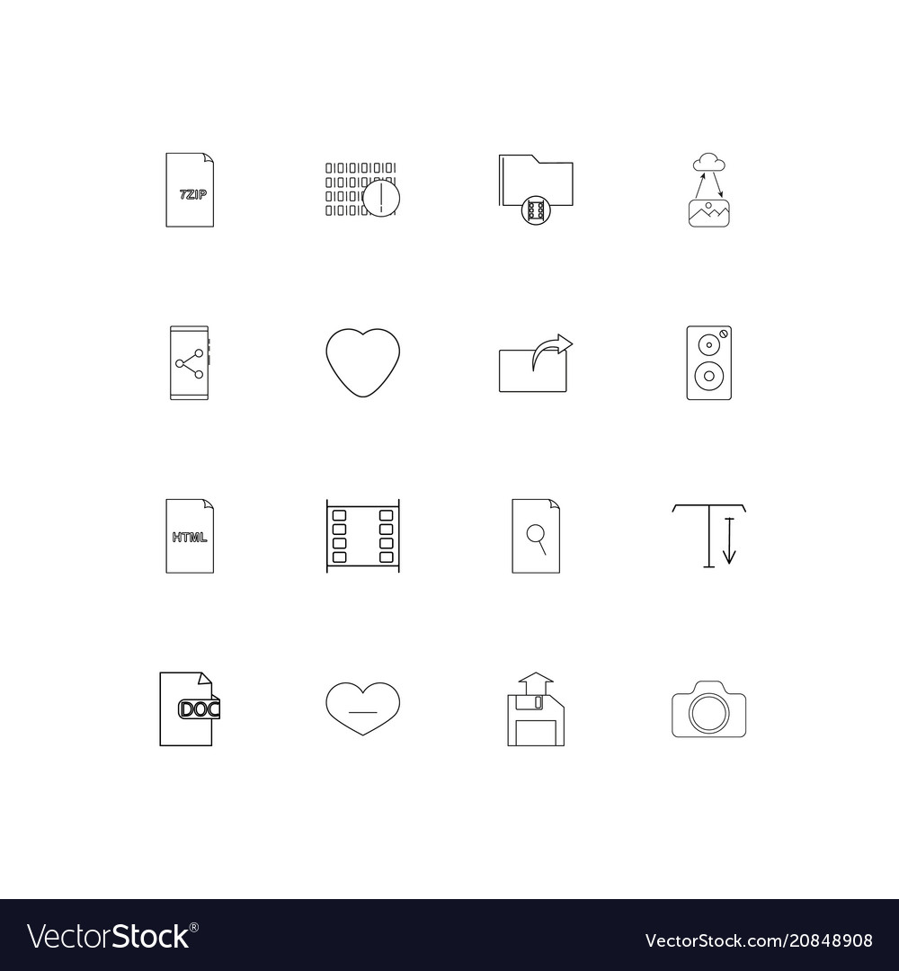 Files and folders sign linear thin icons set