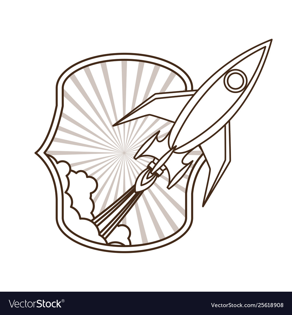 Frame with rocket taking off icon
