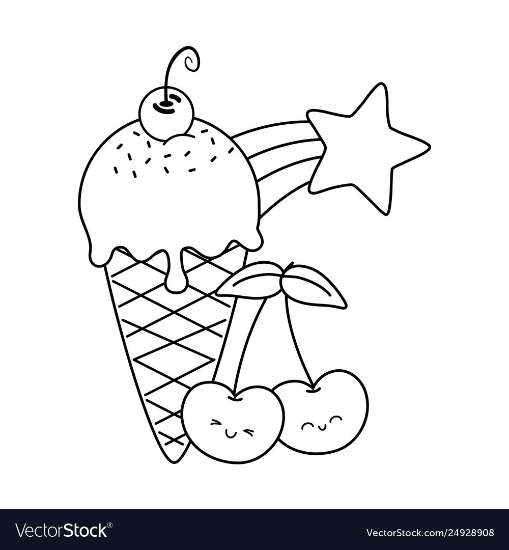 Ice cream and heart sunglasses cherry black Vector Image