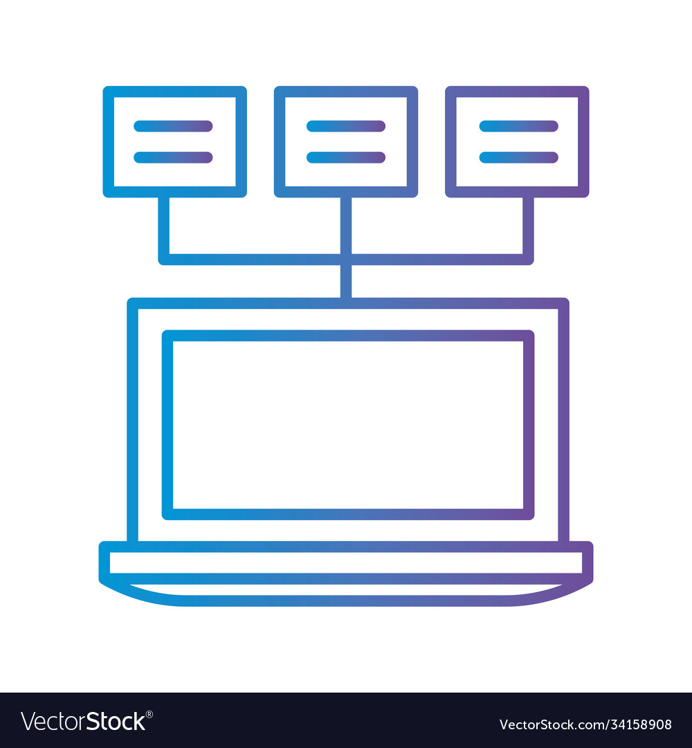 Laptop with flow chart gradient style icon