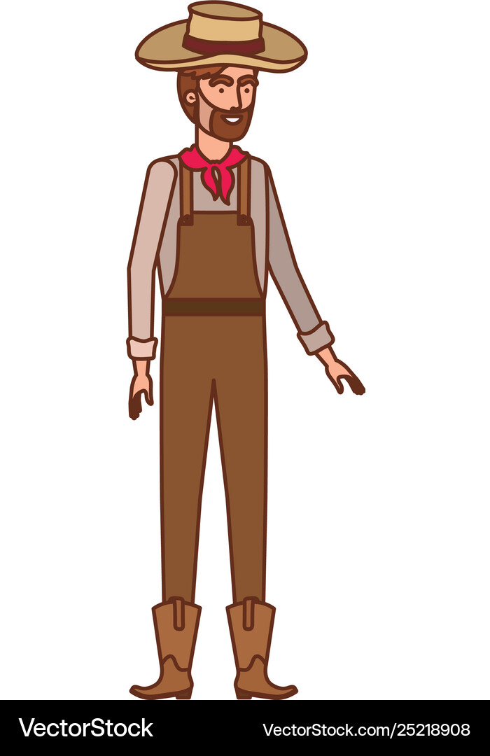 Man farmer with straw hat Royalty Free Vector Image