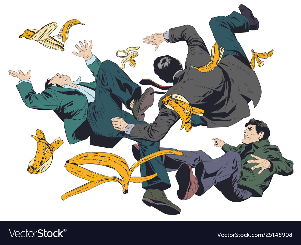 Man slipping on banana peel stock Royalty Free Vector Image
