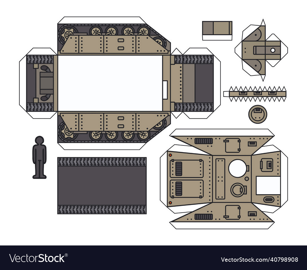 Paper model of an old self propelled gun Vector Image