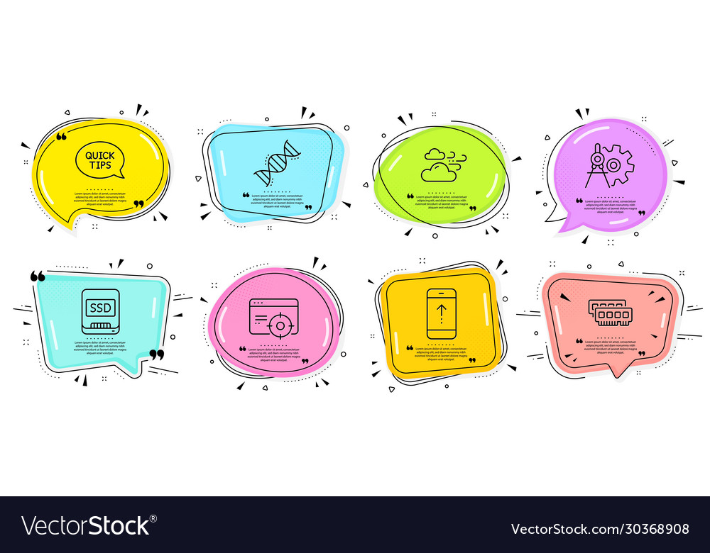 Quickstart guide ram and windy weather icons set vector image Quickstart guide ram and windy weather icons set