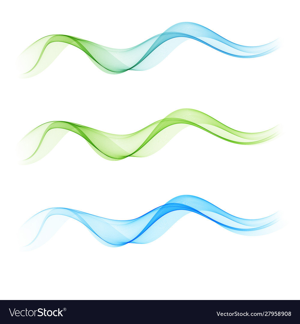 Set abstract color wave smoke transparent blue vector image Set abstract color wave smoke transparent blue