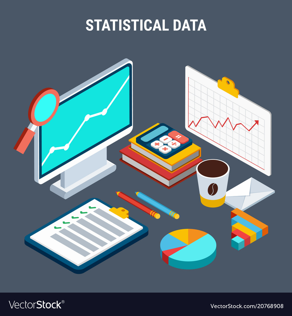 Statistical data isometric design concept Vector Image