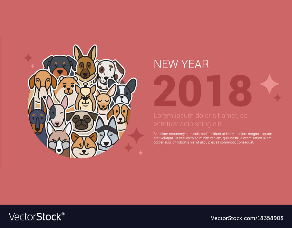 Template greeting banner with dogs