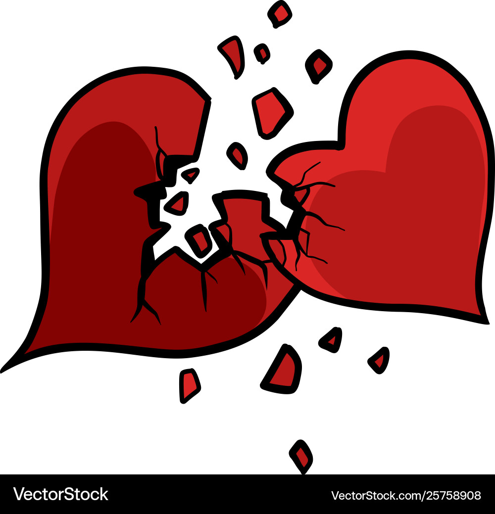 Two broken hearts Royalty Free Vector Image - VectorStock