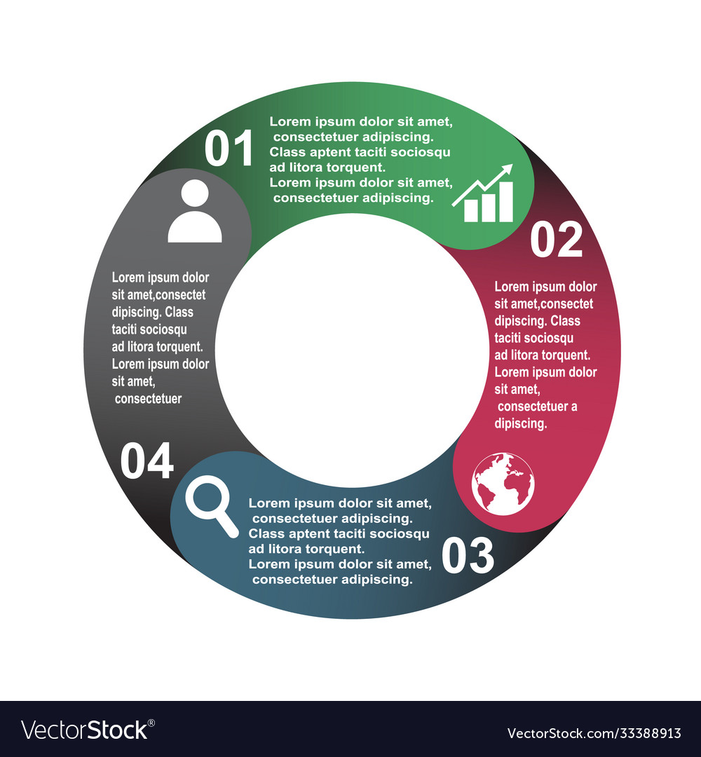 4 step element in four colors with labels vector image 4 step element in four colors with labels