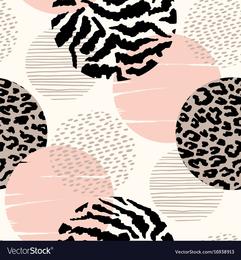 Abstract geometric seamless pattern with animal