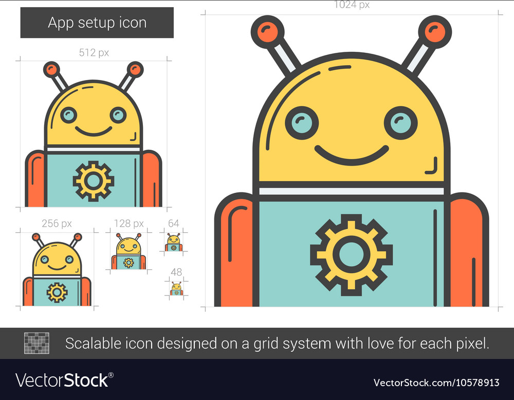 App setup line icon